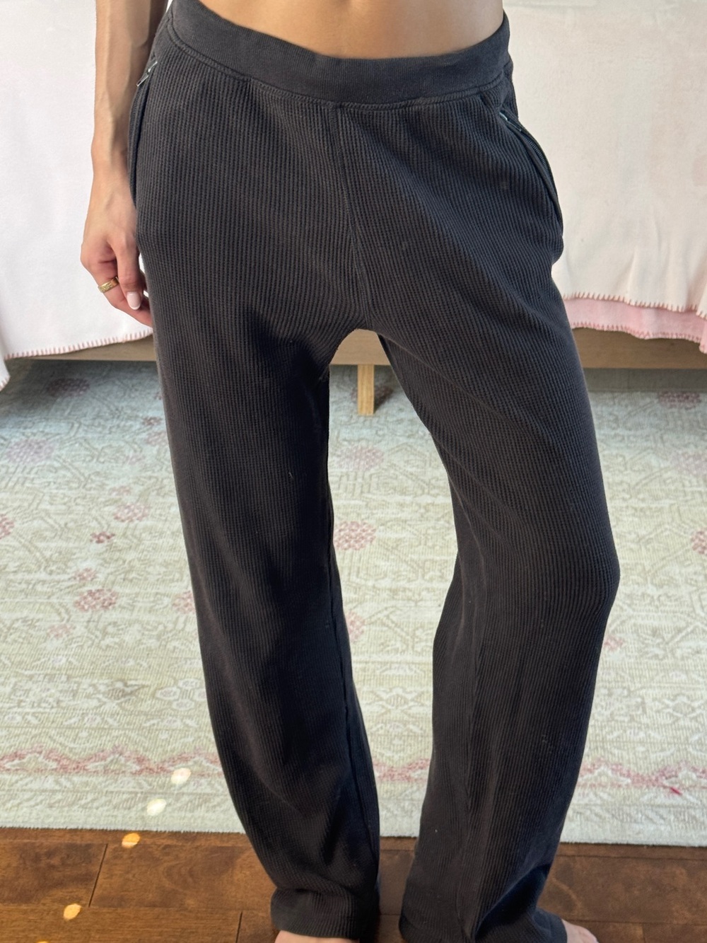 SKIMS Dark Chocolate Brown Waffle Knit Collection Lounge Pants